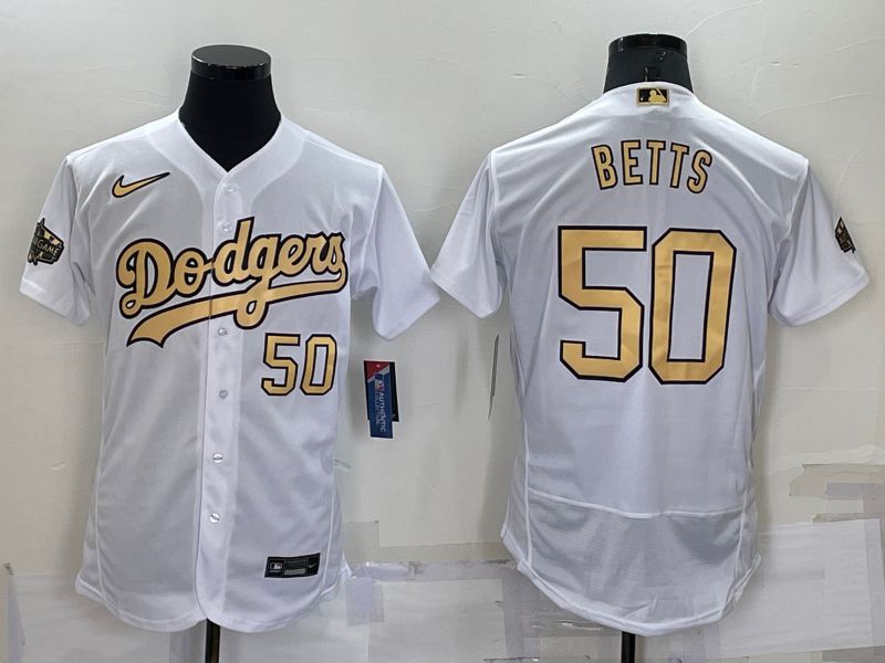 Men Los Angeles Dodgers 50 Betts White 2022 All Star Elite Nike MLB Jerseys